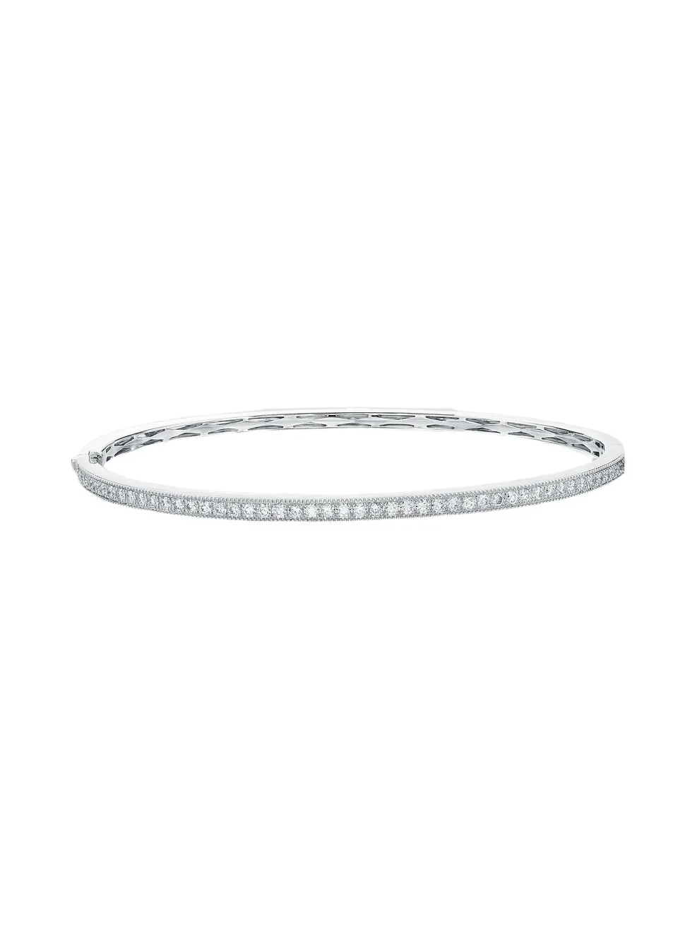 Mémoire Women's Milgrain 18K White Gold & 0.86-0.96 TCW Diamond Bangle