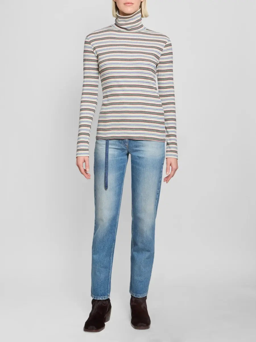 Dries Van Noten Women's Hetala Striped Turtleneck Cotton-Blend Top | Thumbnail 2 Dries Van Noten Women's Hetala Striped Turtleneck Cotton-Blend Top | Thumbnail 2