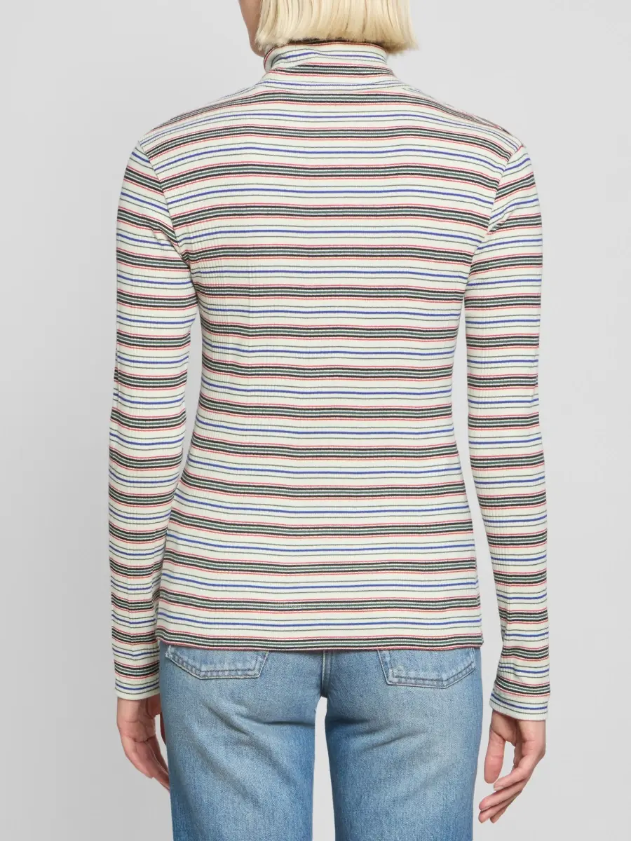 Dries Van Noten Women's Hetala Striped Turtleneck Cotton-Blend Top | Thumbnail 3 Dries Van Noten Women's Hetala Striped Turtleneck Cotton-Blend Top | Thumbnail 3