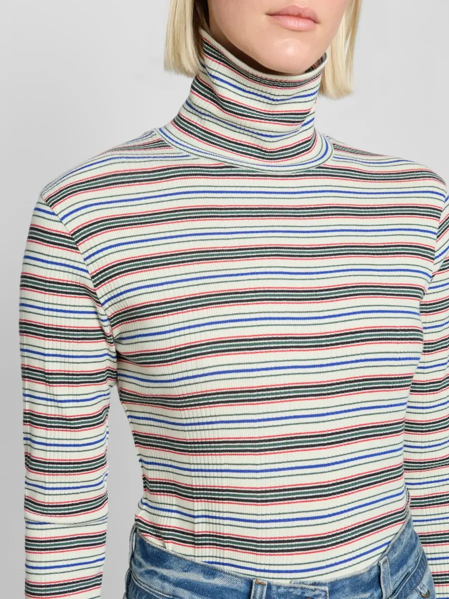 Dries Van Noten Women's Hetala Striped Turtleneck Cotton-Blend Top | Thumbnail 5 Dries Van Noten Women's Hetala Striped Turtleneck Cotton-Blend Top | Thumbnail 5