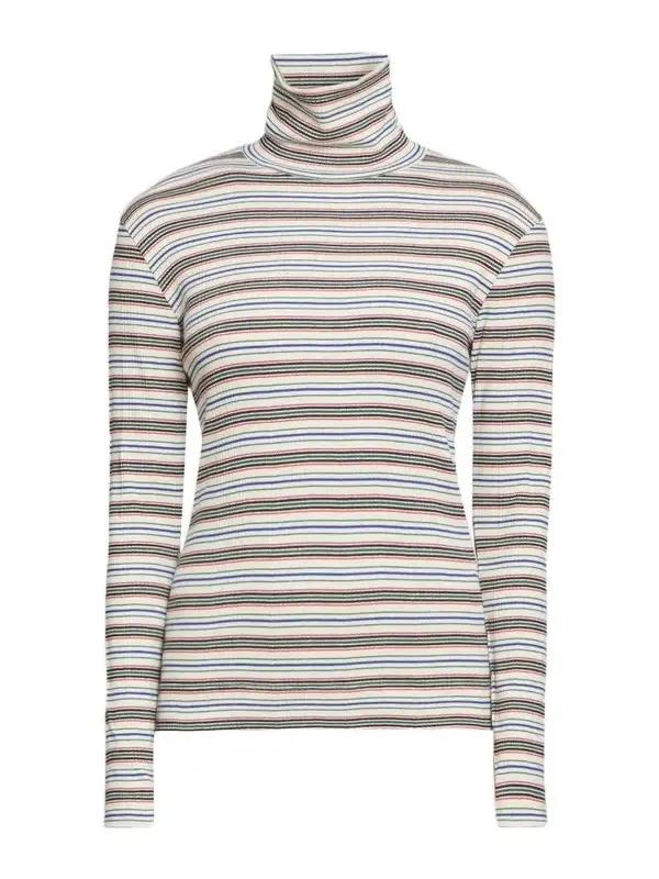 Dries Van Noten Women's Hetala Striped Turtleneck Cotton-Blend Top