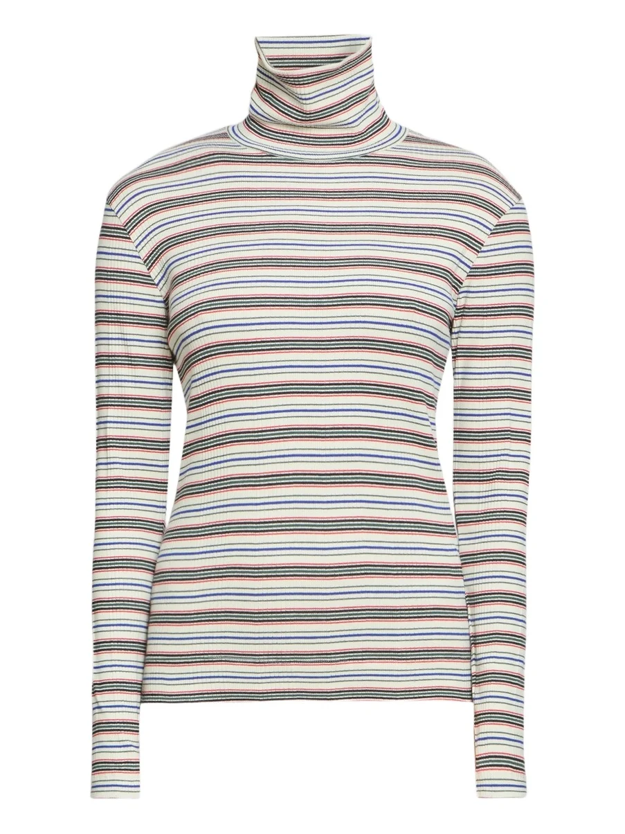 Dries Van Noten Women's Hetala Striped Turtleneck Cotton-Blend Top