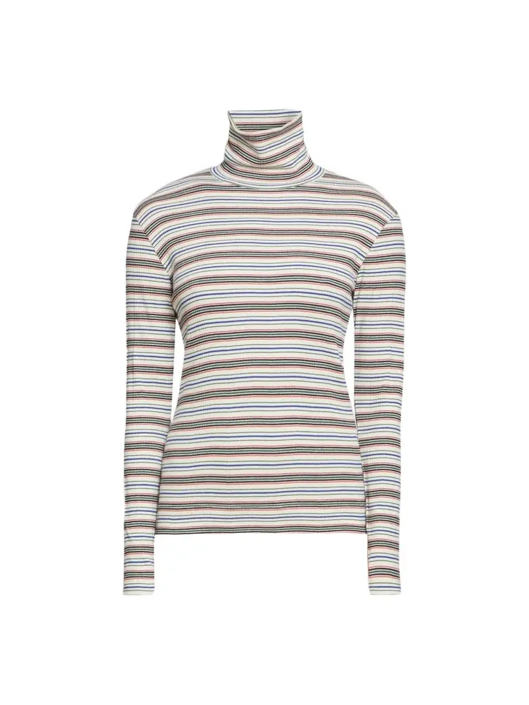 Dries Van Noten Women's Hetala Striped Turtleneck Cotton-Blend Top