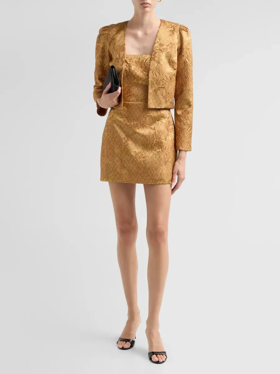 Hemant & Nandita Women's Jacquard Open-Front Crop Jacket | Thumbnail 2 Hemant & Nandita Women's Jacquard Open-Front Crop Jacket | Thumbnail 2