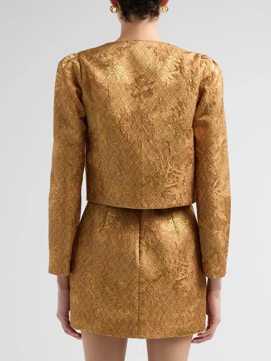 Hemant & Nandita Women's Jacquard Open-Front Crop Jacket | Thumbnail 3 Hemant & Nandita Women's Jacquard Open-Front Crop Jacket | Thumbnail 3