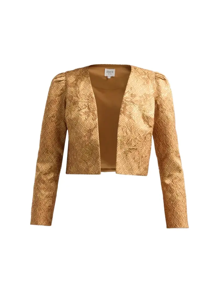 Hemant & Nandita Women's Jacquard Open-Front Crop Jacket