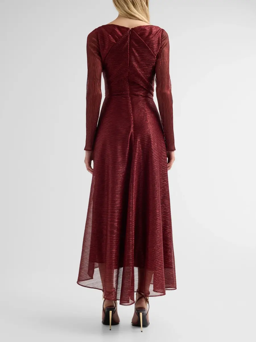 Talbot Runhof Women's Pleated Metallic Voile Tea-Length Dress | Thumbnail 3 Talbot Runhof Women's Pleated Metallic Voile Tea-Length Dress | Thumbnail 3