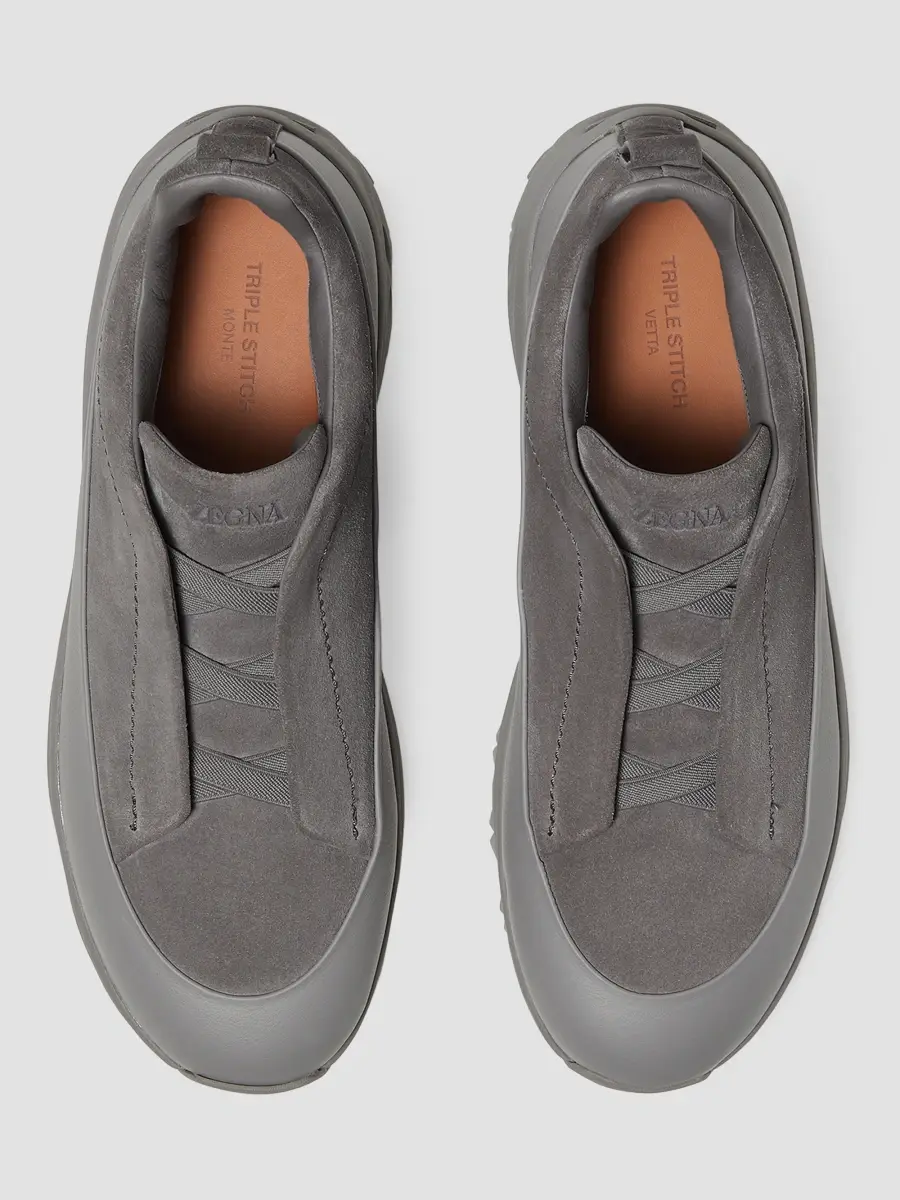 Zegna Men's Suede Triple Stitch Monte Sneakers | Thumbnail 3 Zegna Men's Suede Triple Stitch Monte Sneakers | Thumbnail 3