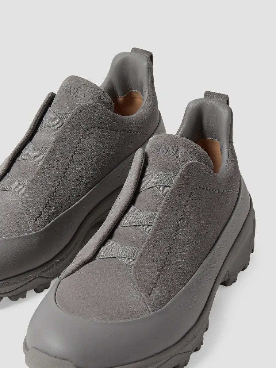 Zegna Men's Suede Triple Stitch Monte Sneakers | Thumbnail 5 Zegna Men's Suede Triple Stitch Monte Sneakers | Thumbnail 5