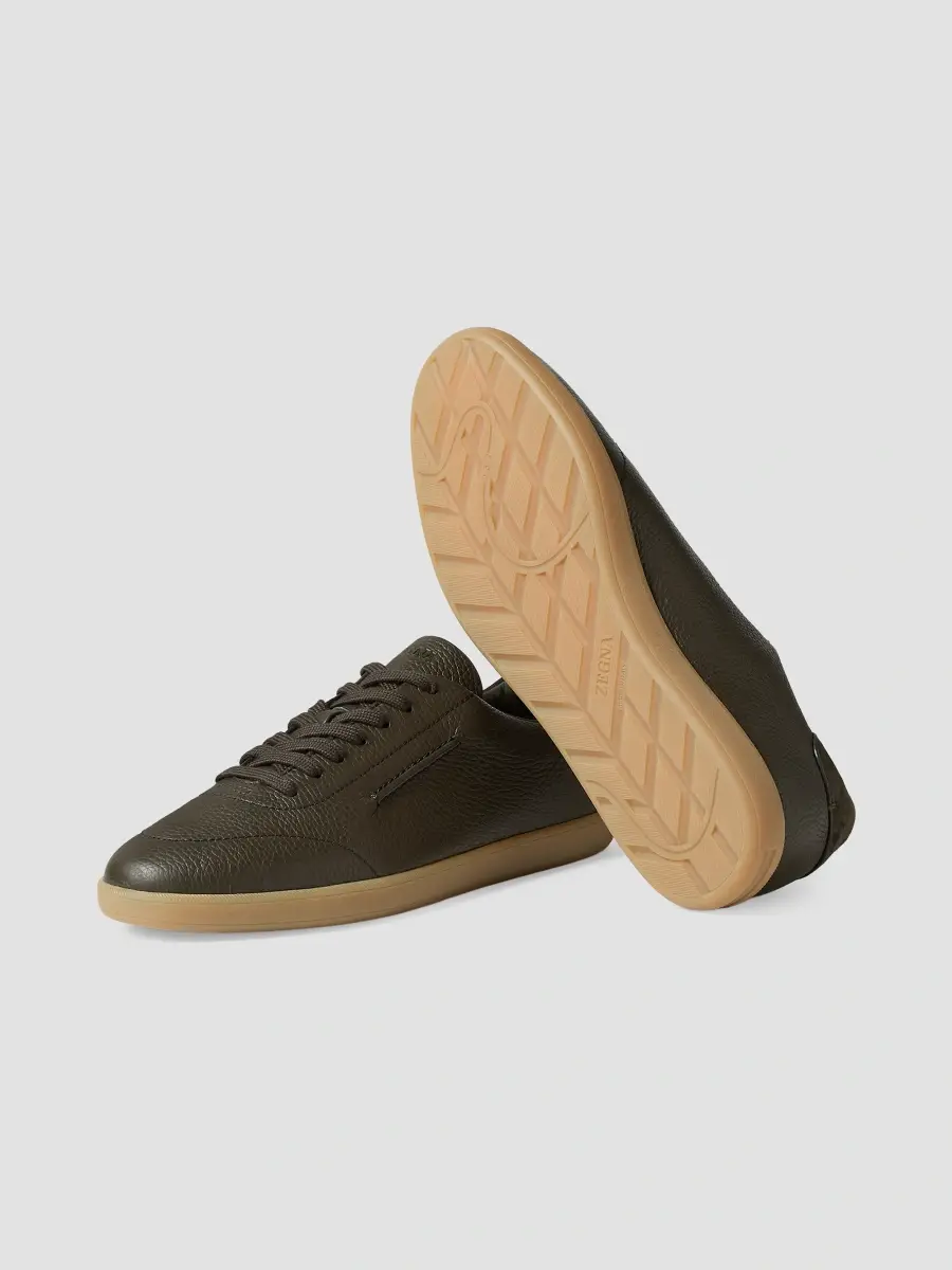 Zegna Men's Grained Calfskin 232 Sneakers | Thumbnail 4 Zegna Men's Grained Calfskin 232 Sneakers | Thumbnail 4