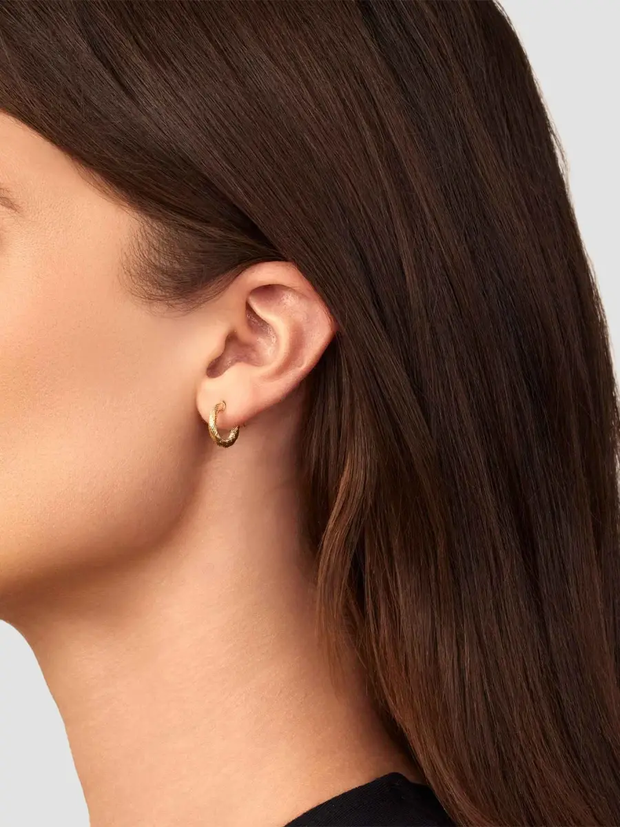 Oradina Women's 14K Yellow Gold Twist of Fate Hoops | Thumbnail 2 Oradina Women's 14K Yellow Gold Twist of Fate Hoops | Thumbnail 2