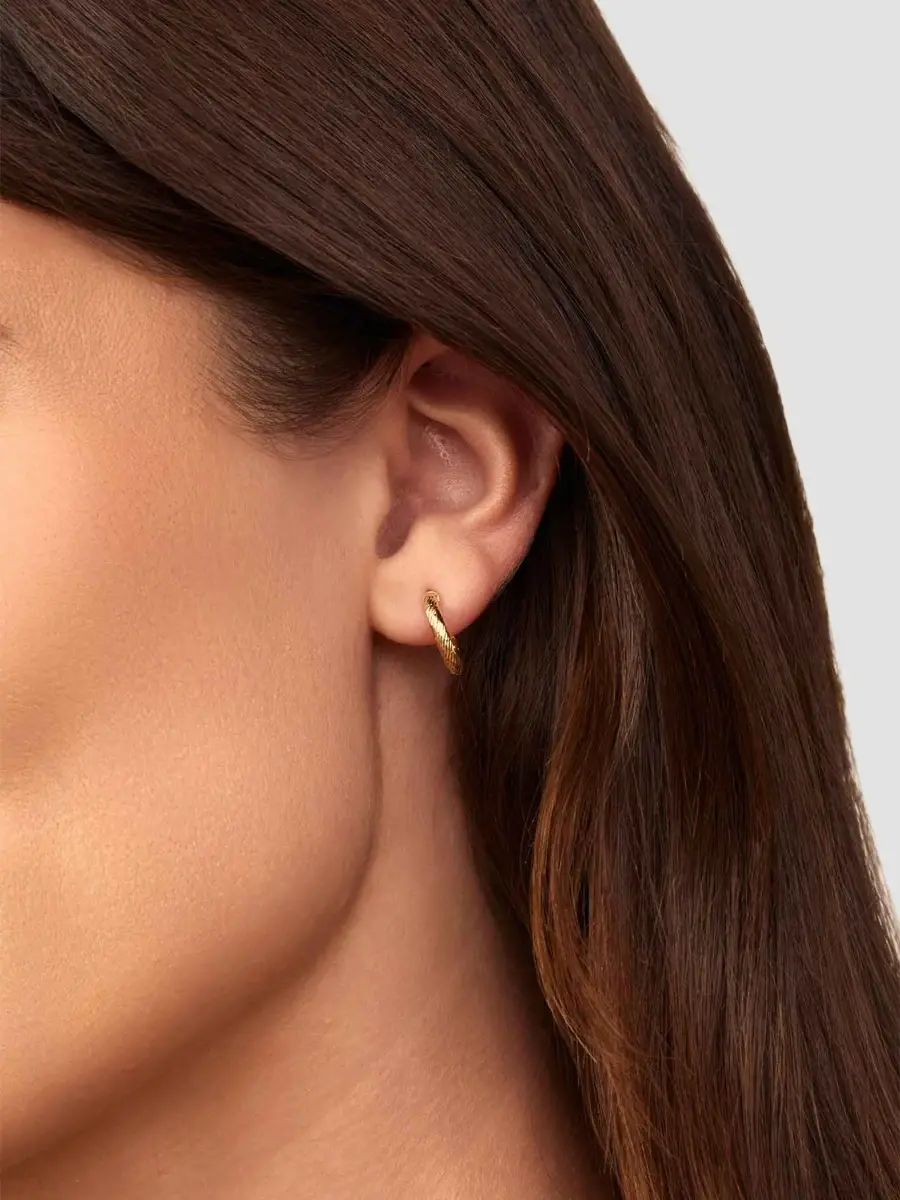 Oradina Women's 14K Yellow Gold Twist of Fate Hoops | Thumbnail 3 Oradina Women's 14K Yellow Gold Twist of Fate Hoops | Thumbnail 3