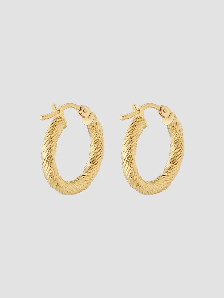 Oradina Women's 14K Yellow Gold Twist of Fate Hoops | Thumbnail 5 Oradina Women's 14K Yellow Gold Twist of Fate Hoops | Thumbnail 5