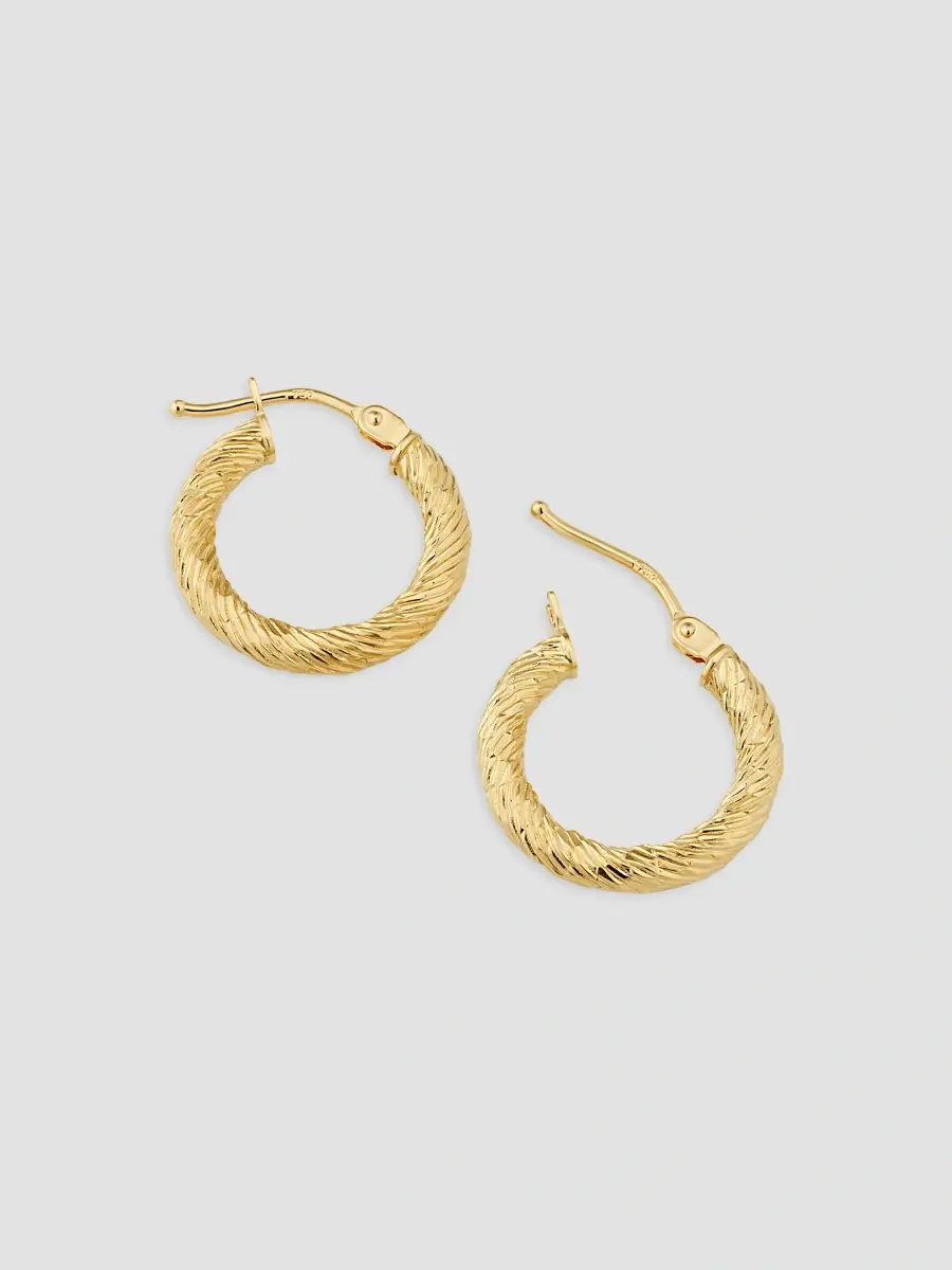 Oradina Women's 14K Yellow Gold Twist of Fate Hoops | Thumbnail 6 Oradina Women's 14K Yellow Gold Twist of Fate Hoops | Thumbnail 6