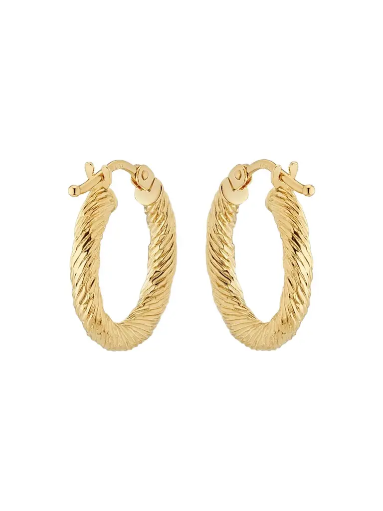 Oradina Women's 14K Yellow Gold Twist of Fate Hoops