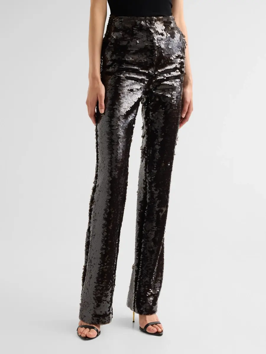 LaQuan Smith Women's Sequin High-Rise Flared Pants | Thumbnail 4 LaQuan Smith Women's Sequin High-Rise Flared Pants | Thumbnail 4