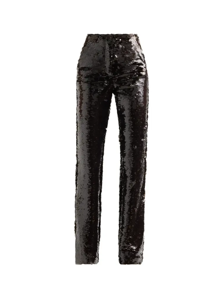 LaQuan Smith Women's Sequin High-Rise Flared Pants