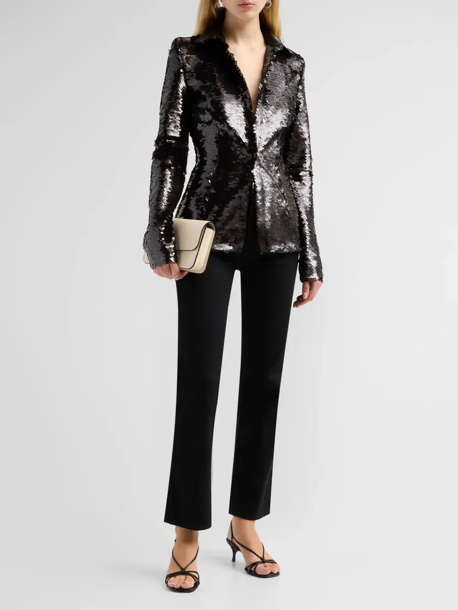 LaQuan Smith Women's Sequin Button-Up Blouse | Thumbnail 2 LaQuan Smith Women's Sequin Button-Up Blouse | Thumbnail 2