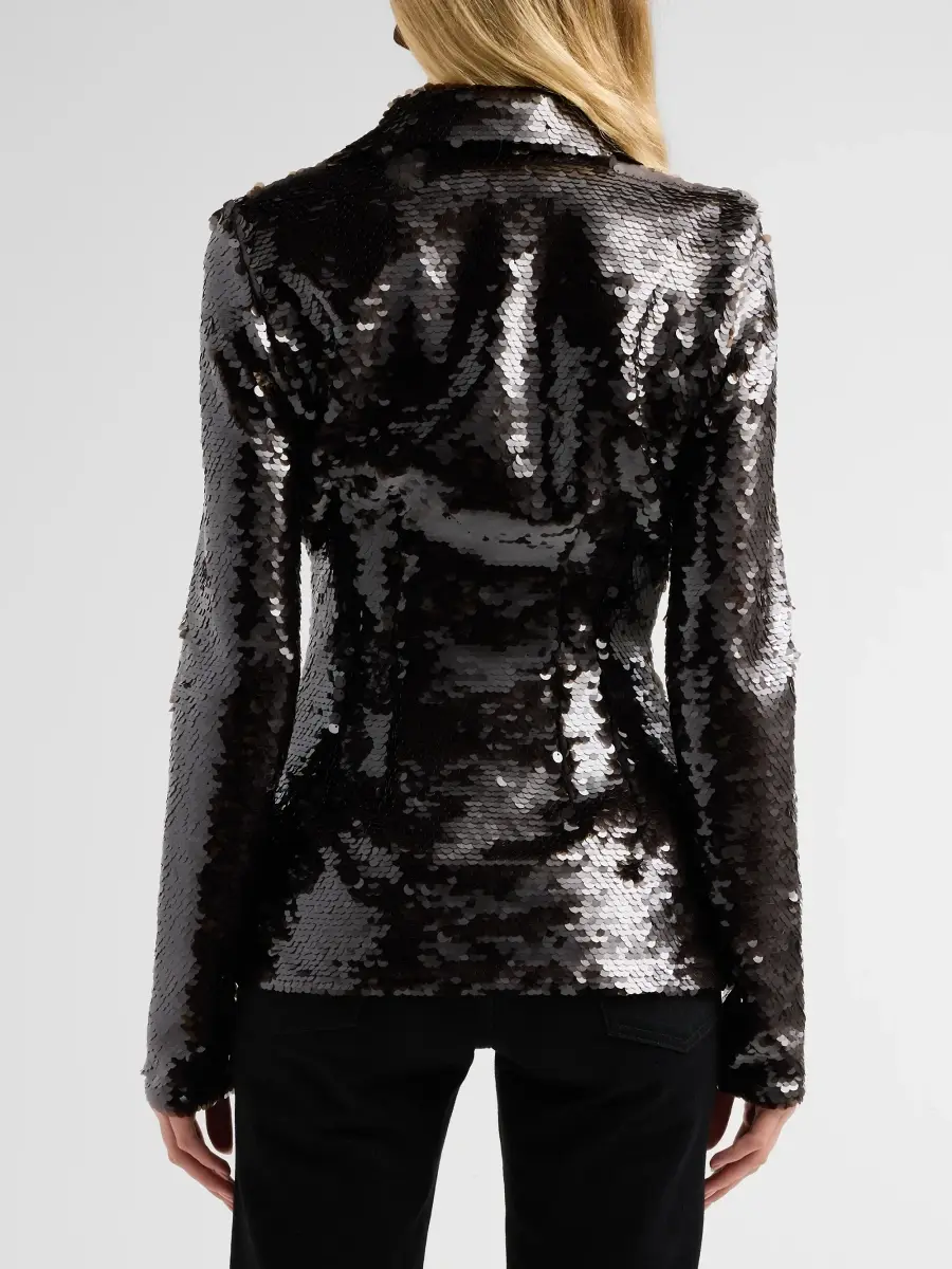 LaQuan Smith Women's Sequin Button-Up Blouse | Thumbnail 3 LaQuan Smith Women's Sequin Button-Up Blouse | Thumbnail 3