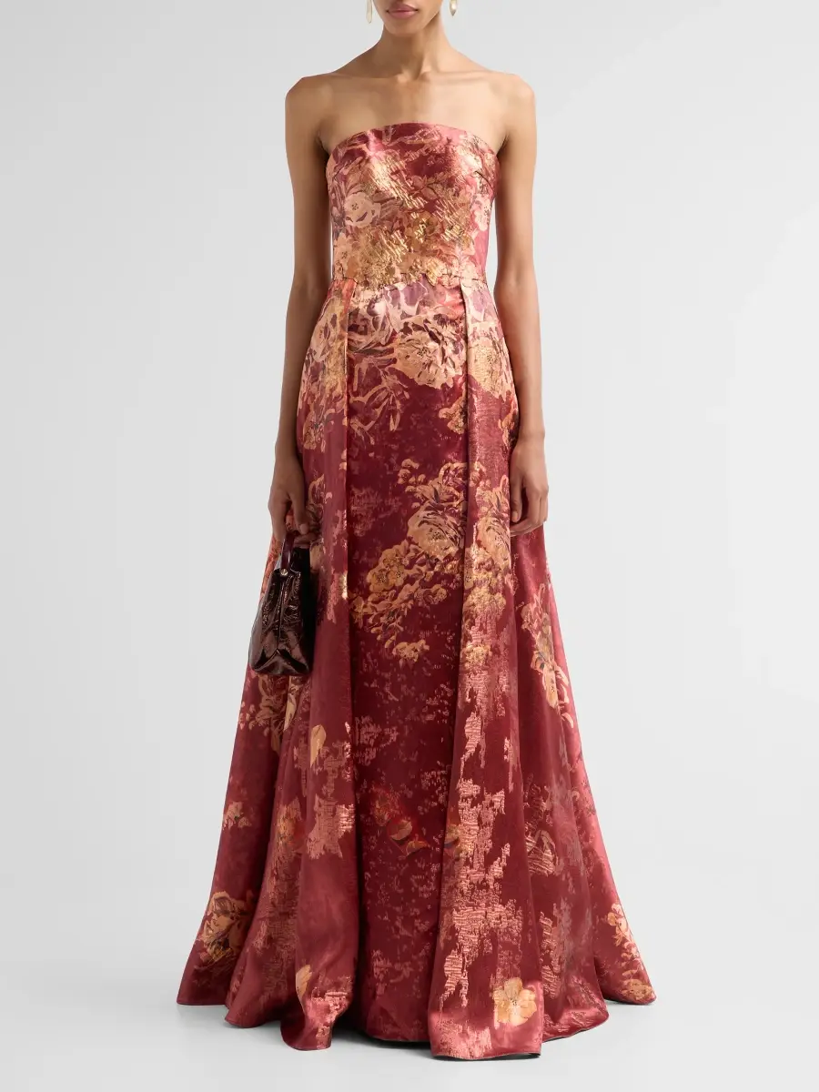 Rene Ruiz Collection Women's Strapless Printed Column Walk-Thru Gown | Thumbnail 2 Rene Ruiz Collection Women's Strapless Printed Column Walk-Thru Gown | Thumbnail 2