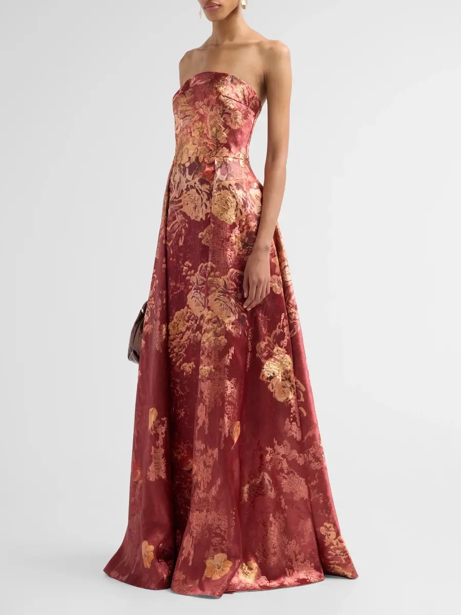 Rene Ruiz Collection Women's Strapless Printed Column Walk-Thru Gown | Thumbnail 4 Rene Ruiz Collection Women's Strapless Printed Column Walk-Thru Gown | Thumbnail 4