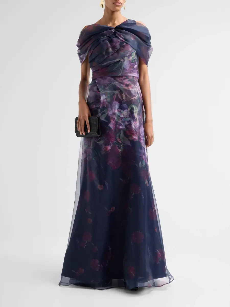 Rene Ruiz Collection Women's Draped Printed Organza One-Shoulder Gown | Thumbnail 2 Rene Ruiz Collection Women's Draped Printed Organza One-Shoulder Gown | Thumbnail 2
