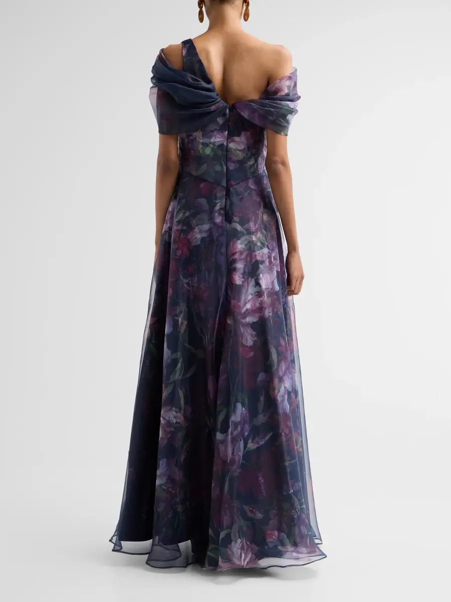 Rene Ruiz Collection Women's Draped Printed Organza One-Shoulder Gown | Thumbnail 3 Rene Ruiz Collection Women's Draped Printed Organza One-Shoulder Gown | Thumbnail 3