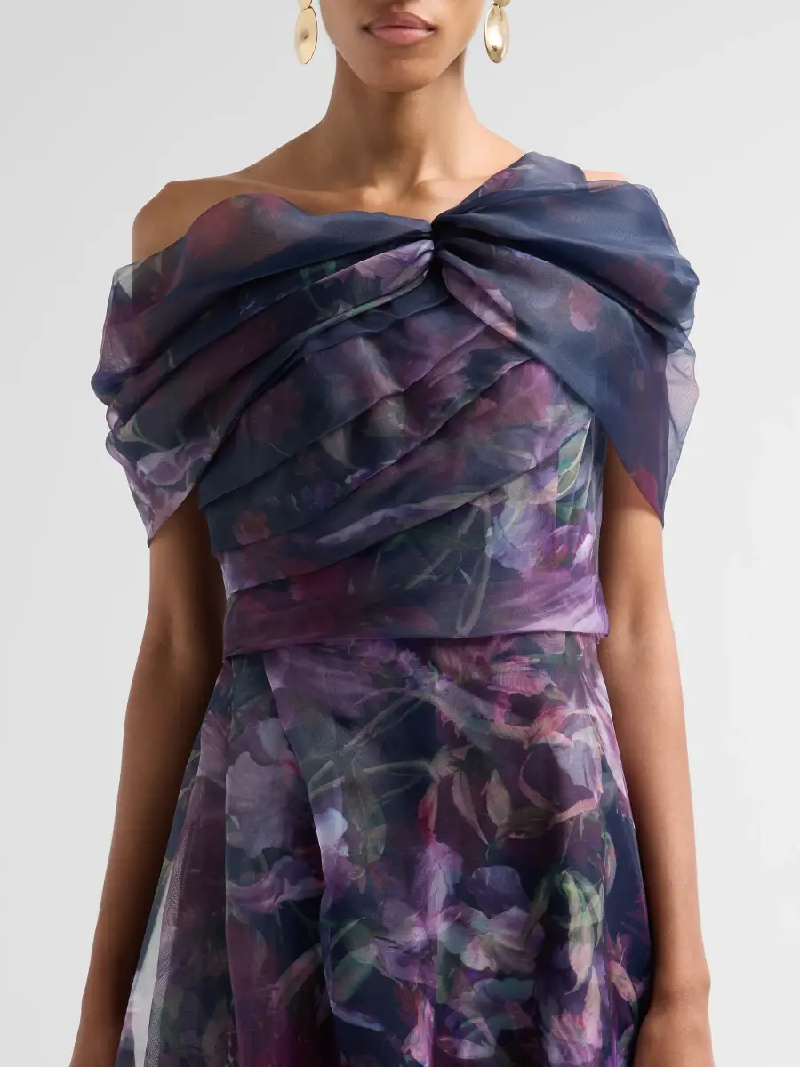 Rene Ruiz Collection Women's Draped Printed Organza One-Shoulder Gown | Thumbnail 5 Rene Ruiz Collection Women's Draped Printed Organza One-Shoulder Gown | Thumbnail 5