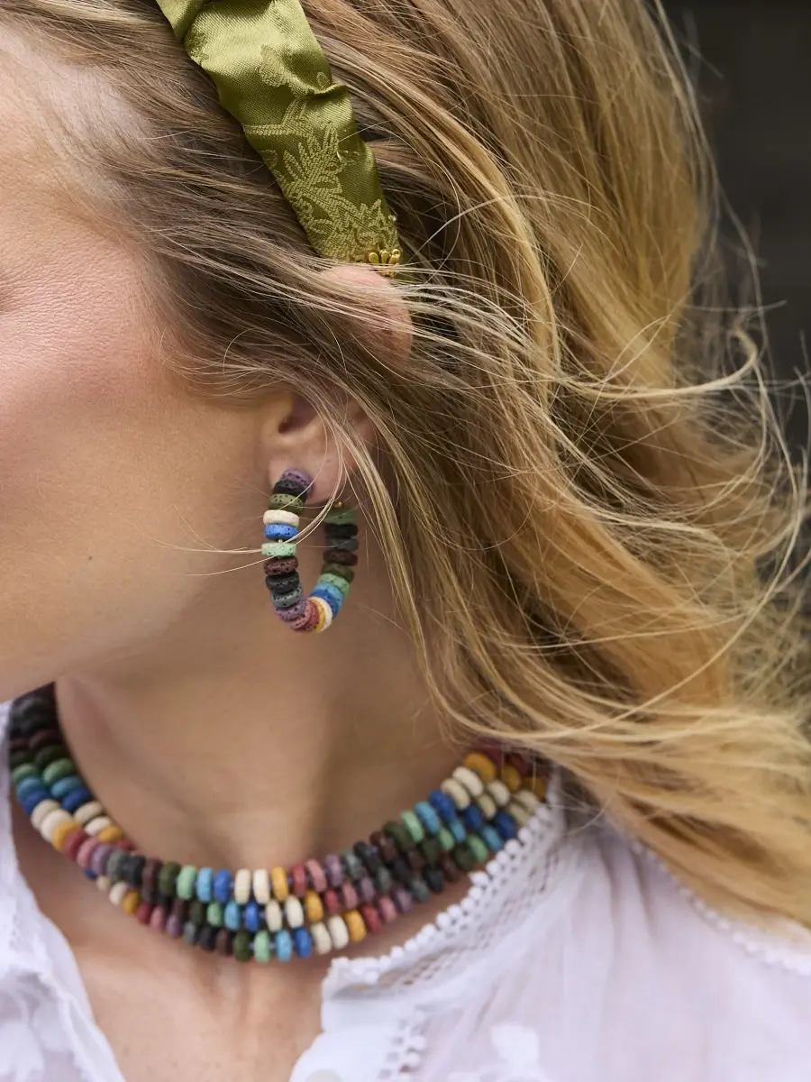Lele Sadoughi Women's Gilded Frontier Diana Beaded Hoop Earrings | Thumbnail 5 Lele Sadoughi Women's Gilded Frontier Diana Beaded Hoop Earrings | Thumbnail 5
