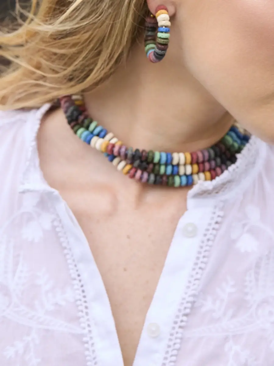 Lele Sadoughi Women's Gilded Frontier Diana 14K-Gold-Plated & Lava Bead Triple-Row Necklace | Thumbnail 5 Lele Sadoughi Women's Gilded Frontier Diana 14K-Gold-Plated & Lava Bead Triple-Row Necklace | Thumbnail 5