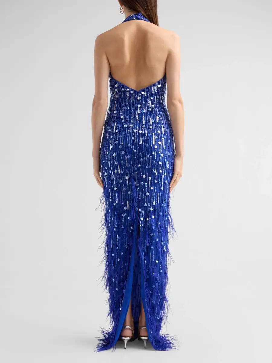 PAMELLA ROLAND Women's Beaded Tulle Halterneck Gown | Thumbnail 3 PAMELLA ROLAND Women's Beaded Tulle Halterneck Gown | Thumbnail 3
