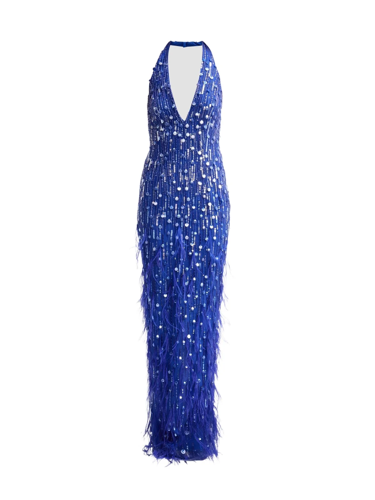 Women's Beaded Tulle Halterneck Gown