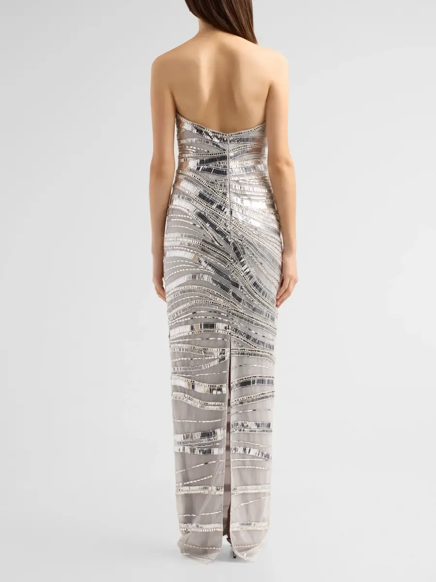 PAMELLA ROLAND Women's Wave Beaded Tulle Gown | Thumbnail 3 PAMELLA ROLAND Women's Wave Beaded Tulle Gown | Thumbnail 3