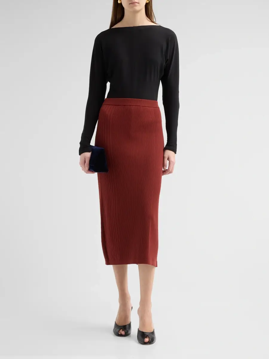 PRABAL GURUNG Women's Rib Knit Midi Skirt | Thumbnail 2