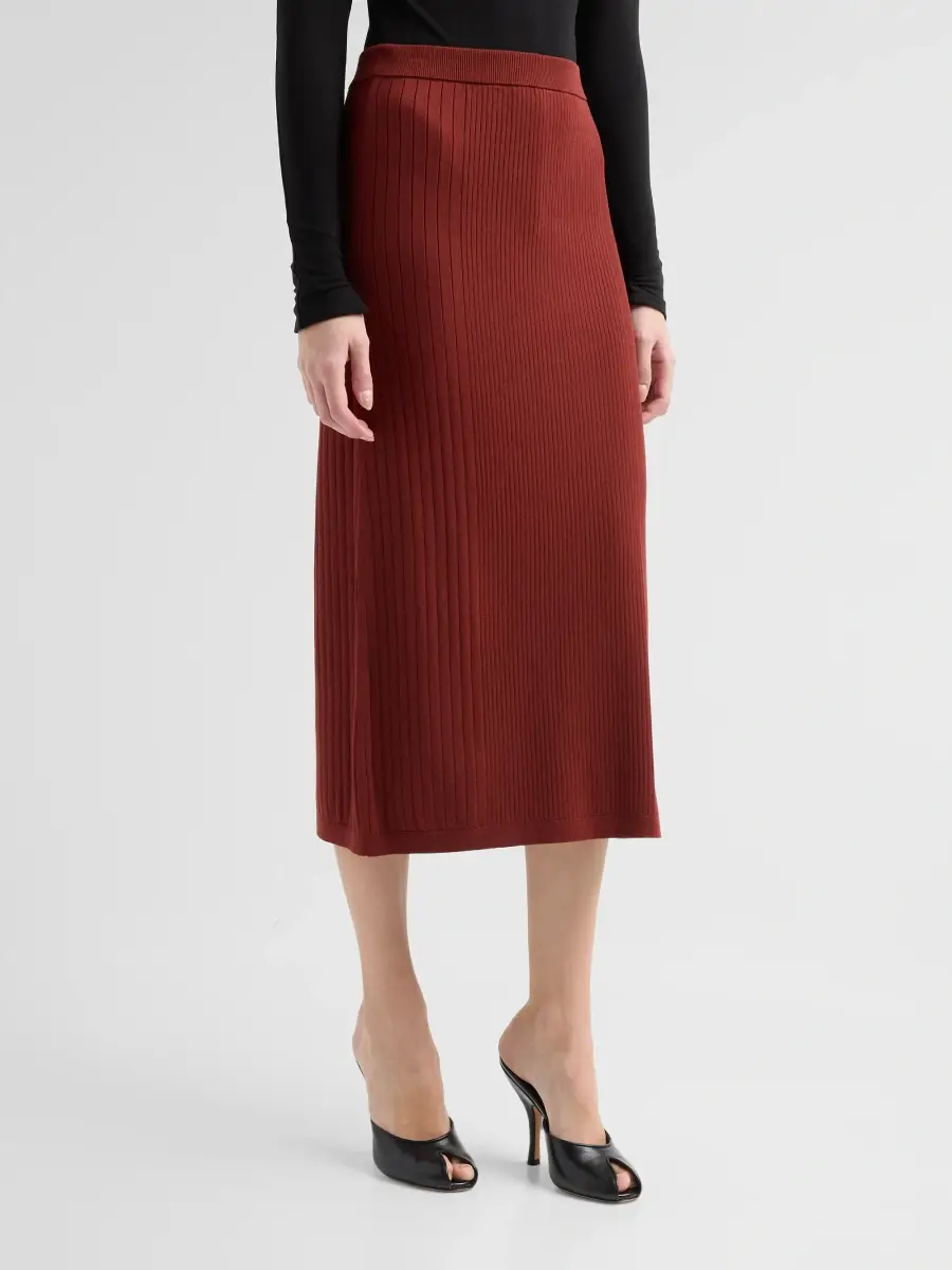 PRABAL GURUNG Women's Rib Knit Midi Skirt | Thumbnail 4