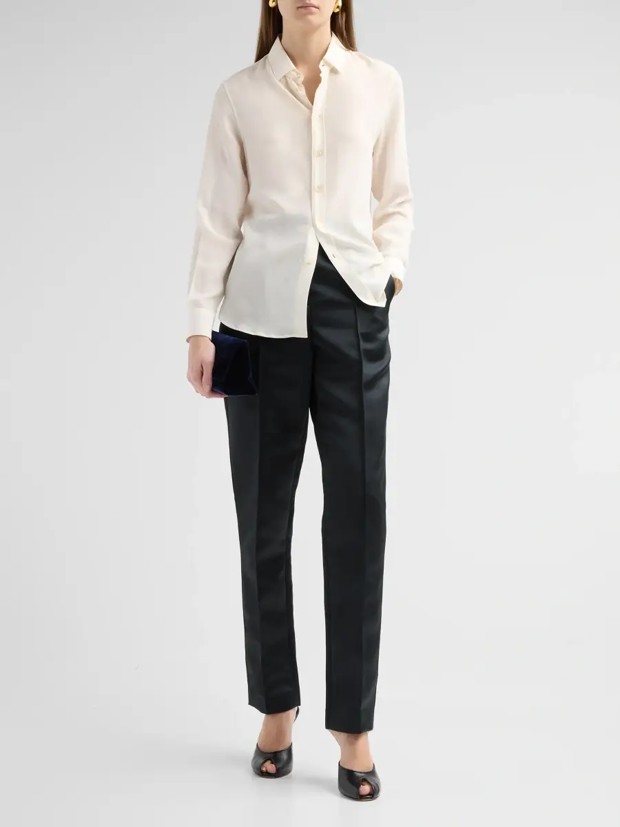 PRABAL GURUNG Women's Carrot Satin Straight-Leg Trousers | Thumbnail 2