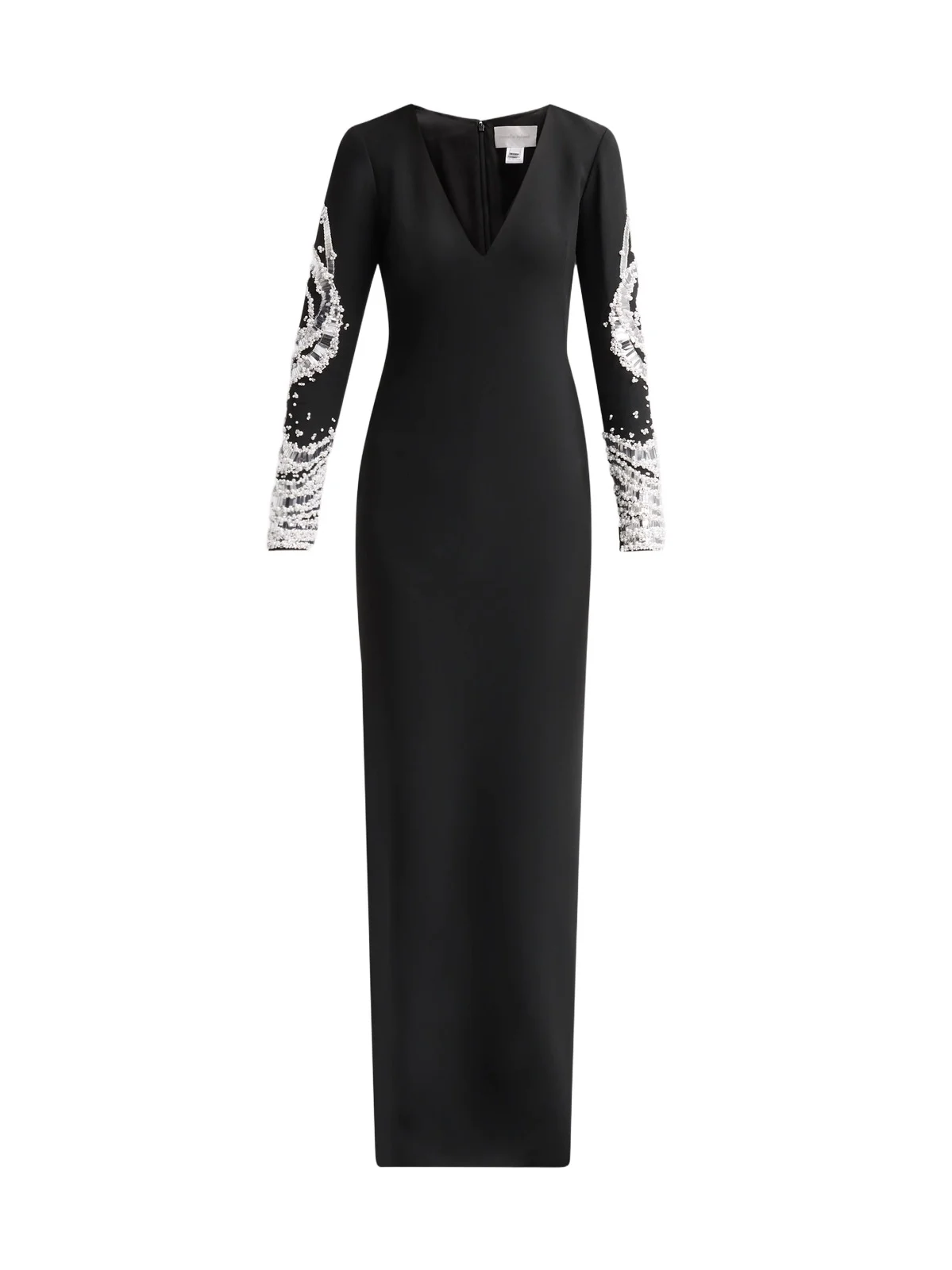 PAMELLA ROLAND Women's Mirror-Embellished Crepe V-Neck Gown