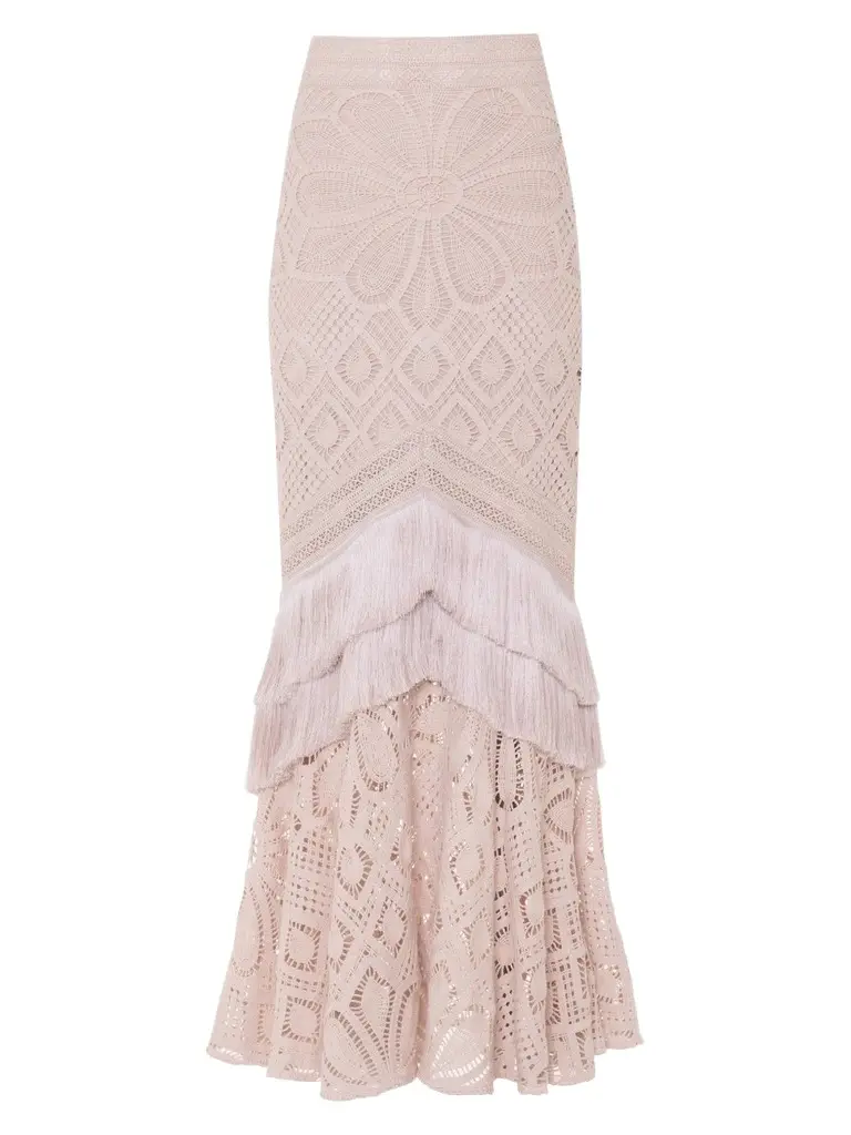PatBo Women's Crochet Cotton Tulle Maxi Skirt