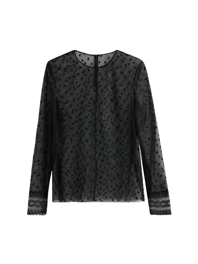 Women's Polka Dot Sheer Tulle Blouse