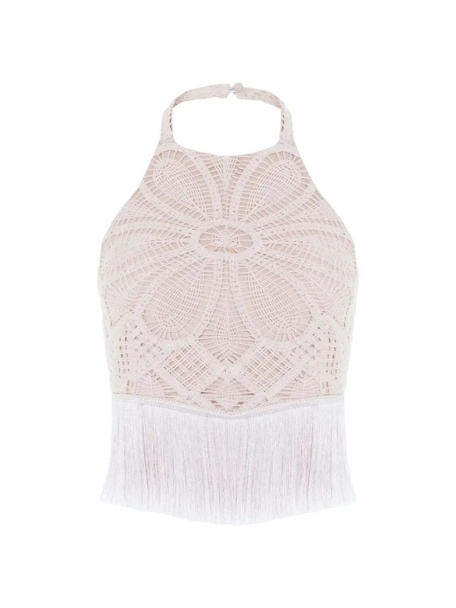 PatBo Women's Flower Crochet Halter Top