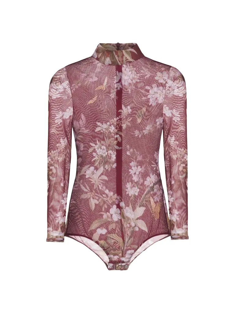 PatBo Women's Delicata Floral Mesh Bodysuit