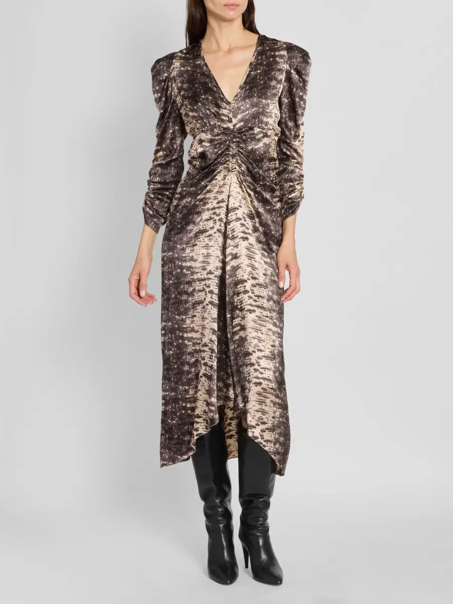 Isabel Marant Women's Albini Printed Silk Midi Dress | Thumbnail 2
