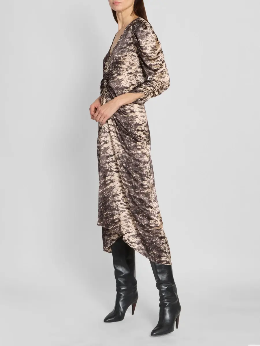 Isabel Marant Women's Albini Printed Silk Midi Dress | Thumbnail 4