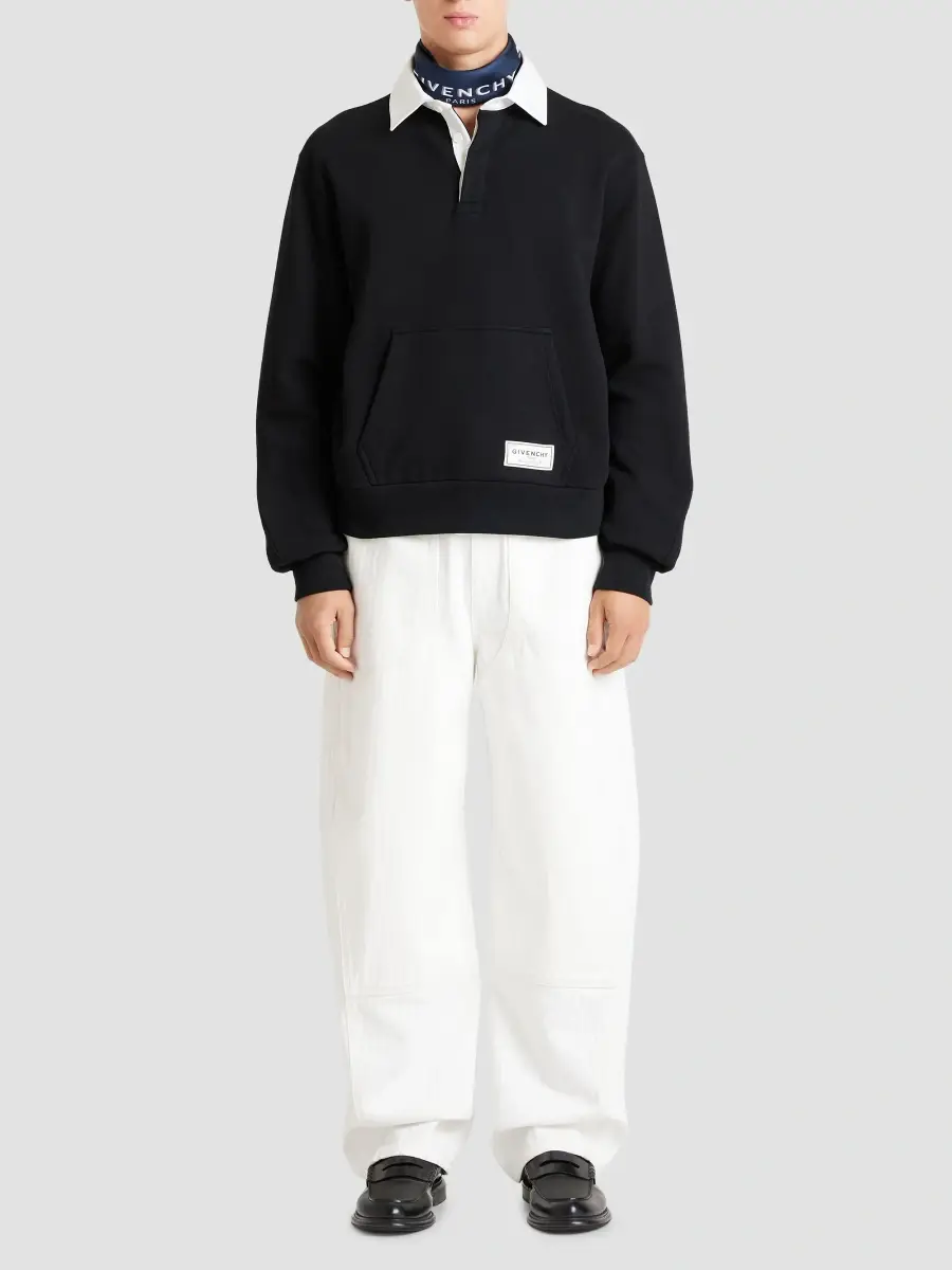 Givenchy Men's Couture Seam Polo Sweatshirt in Fleece - Black | Thumbnail 2 Givenchy Men's Couture Seam Polo Sweatshirt in Fleece - Black | Thumbnail 2