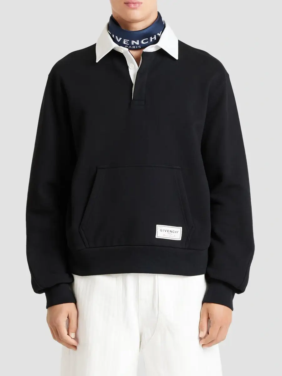 Givenchy Men's Couture Seam Polo Sweatshirt in Fleece - Black | Thumbnail 4 Givenchy Men's Couture Seam Polo Sweatshirt in Fleece - Black | Thumbnail 4