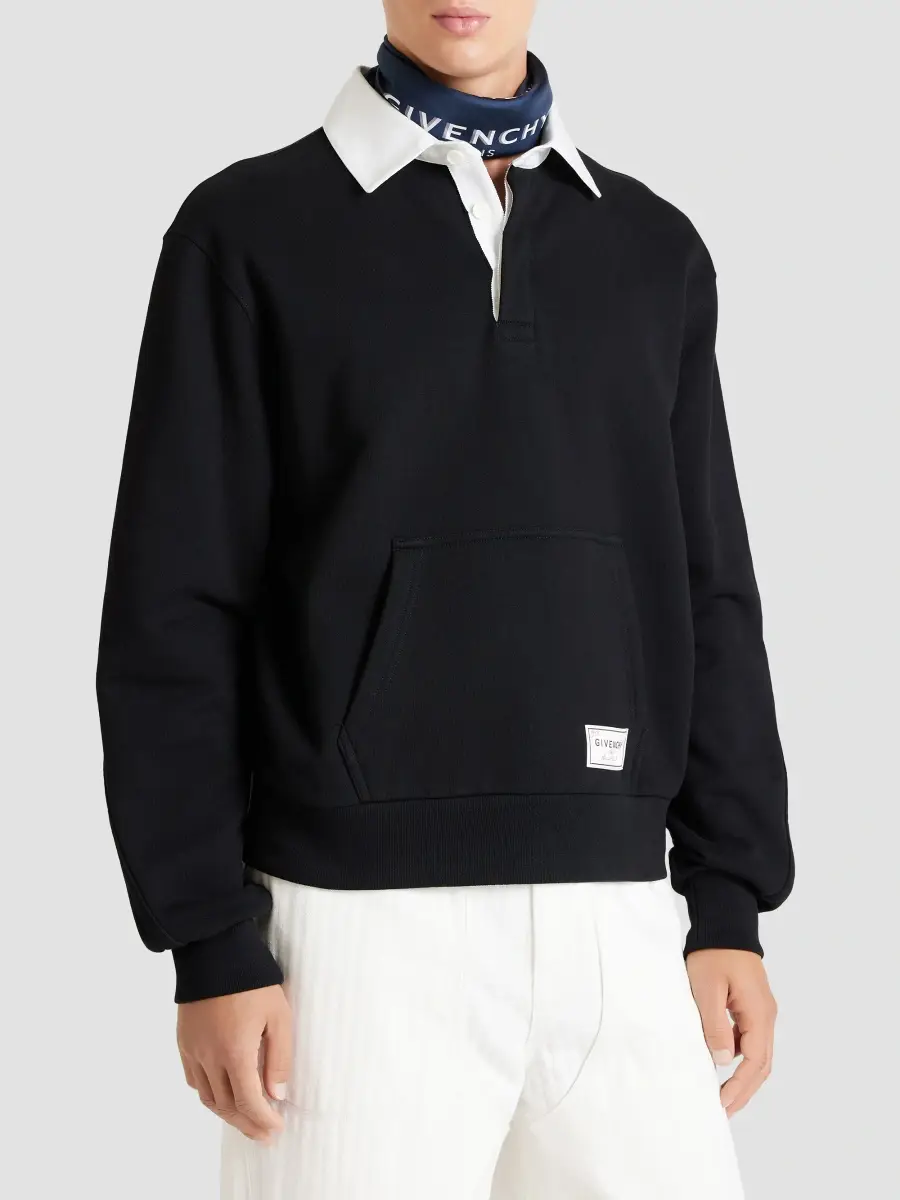 Givenchy Men's Couture Seam Polo Sweatshirt in Fleece - Black | Thumbnail 5 Givenchy Men's Couture Seam Polo Sweatshirt in Fleece - Black | Thumbnail 5