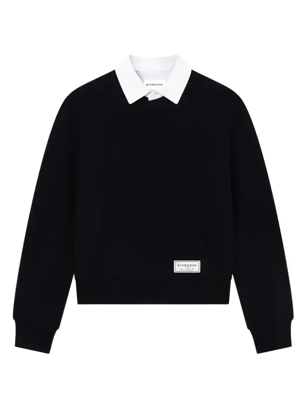 Givenchy Men's Couture Seam Polo Sweatshirt in Fleece - Black