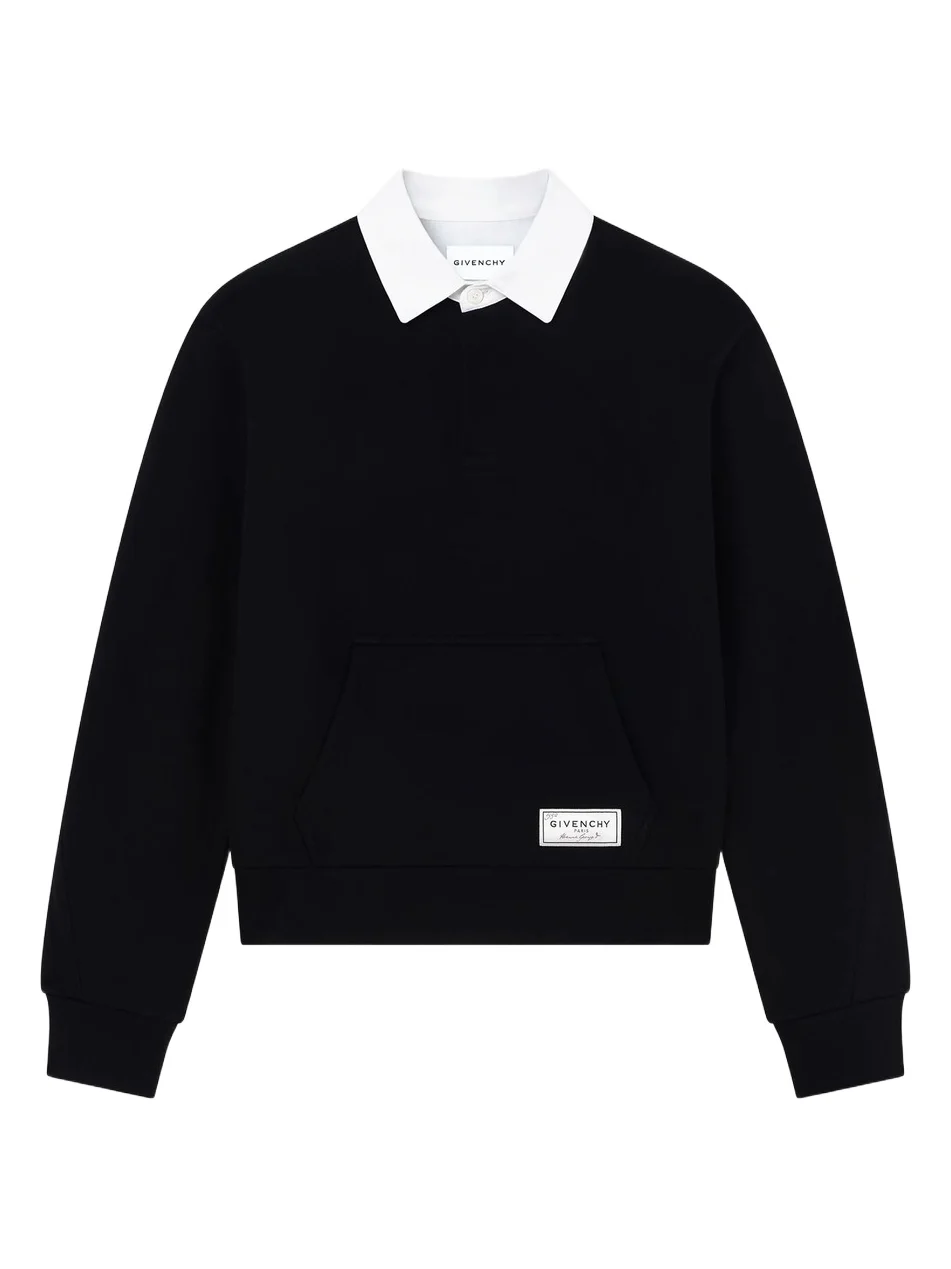 Men's Couture Seam Polo Sweatshirt in Fleece - Black Men's Couture Seam Polo Sweatshirt in Fleece - Black