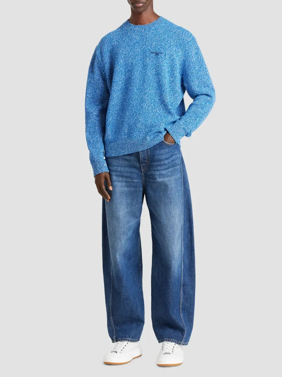 Givenchy Men's Couture Seam Sweater in Mouline Wool and Cashmere - Blue | Thumbnail 2 Givenchy Men's Couture Seam Sweater in Mouline Wool and Cashmere - Blue | Thumbnail 2