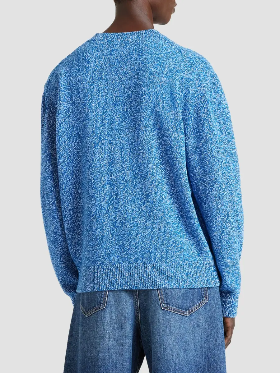 Givenchy Men's Couture Seam Sweater in Mouline Wool and Cashmere - Blue | Thumbnail 5 Givenchy Men's Couture Seam Sweater in Mouline Wool and Cashmere - Blue | Thumbnail 5